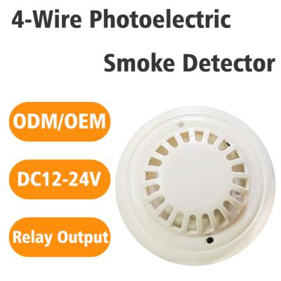 Easy Installation 4 Wire Smoke Detector for Industrial Control Equipment and Fire Warning System with High Sensitivity DC12~24V Residential Smoke Detector