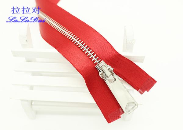High End High Polished Metal Separating Zipper Red Tape Customized For Coveralls