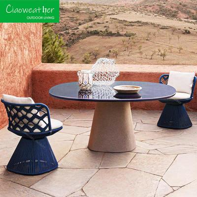 Hotel Patio and Living Room Modern Outdoor Garden Chair Set with Waterproof Upholstery Cushion in Customized Color