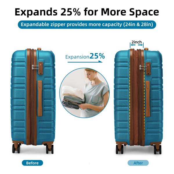 ABS Hardcase Spinner Luggage Hard Sided Suitcase With Mute Wheels