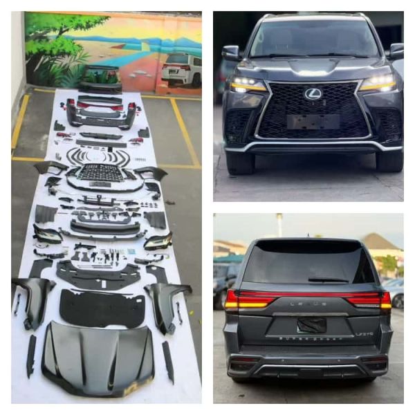 Lexus LX570 2008-2015 Vers LX600 Style Pièces de mise à niveau de voiture Pare-chocs avant et arrière Restylage Aile Capot Phare Kit de carrosserie Pièces de mise à niveau
