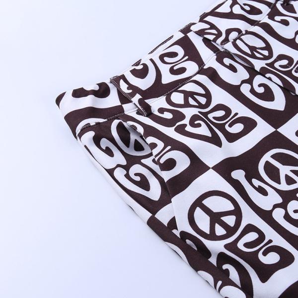 LOVE Printed Ladies Casual Pants Straight Leg With Slits