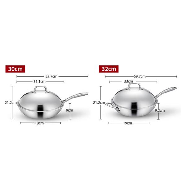 Нержавеющей стали кухни ручка 18/8 не варя вок бака с крышкой SS