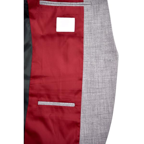 Strips Slim Fit Tailored Suits  All Season Men'S Light Grey Mel Decorative