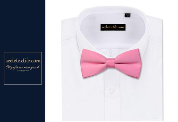 Party Woven Fashion 100% Silk Skinny Pink Bow Tie Men  with Custom