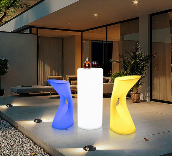 Roto Moulded Mobiliário Leve Para Espaços Exteriores LED Led Light Bar Table