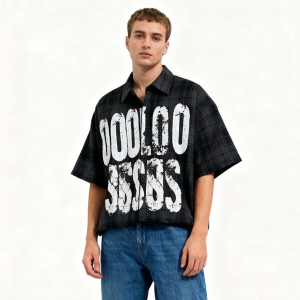 Wholesale Heavyweight Flannel Oversized  Men'S Plaid Shirt Custom Screen Printed Boxy Retro Cotton T-Shirts for Men