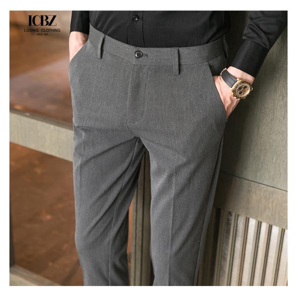 Cor sólida Negócios Casual Usar Traje Formal Calças Formal Plus Size Calças de Homem Calças