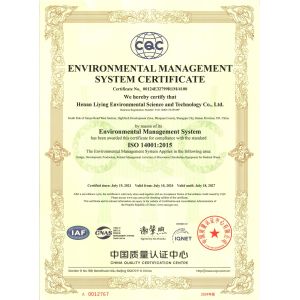 Henan Liying Environmental Science and Technology Co., Ltd., Certifications