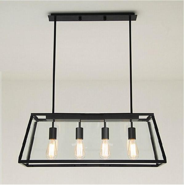 Loft Rectangle Pendant Lights with Glass Lampshade Vintage pendant lamp Fixtures (WH-VP-22)