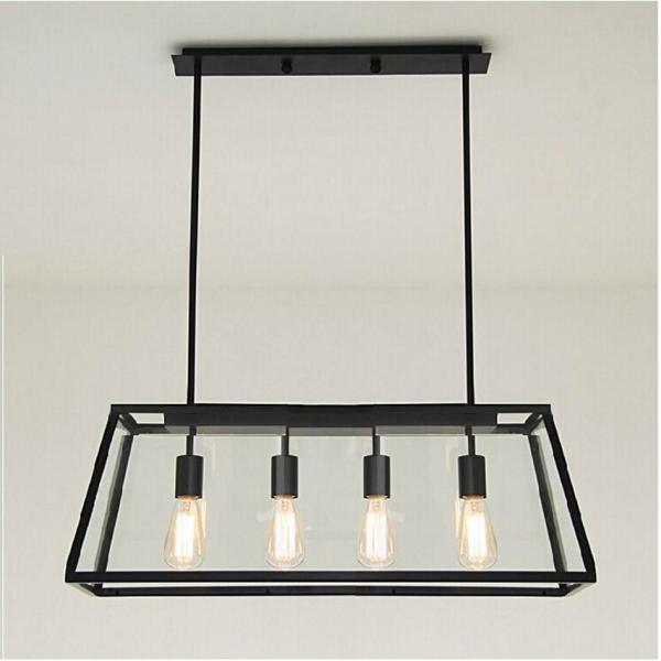 Loft Rectangle Pendant Lights with Glass Lampshade Vintage pendant lamp Fixtures (WH-VP-22)