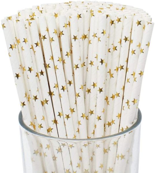 Drinking Suckers BPA Free Star Printed Floral Disposable Paper Straws