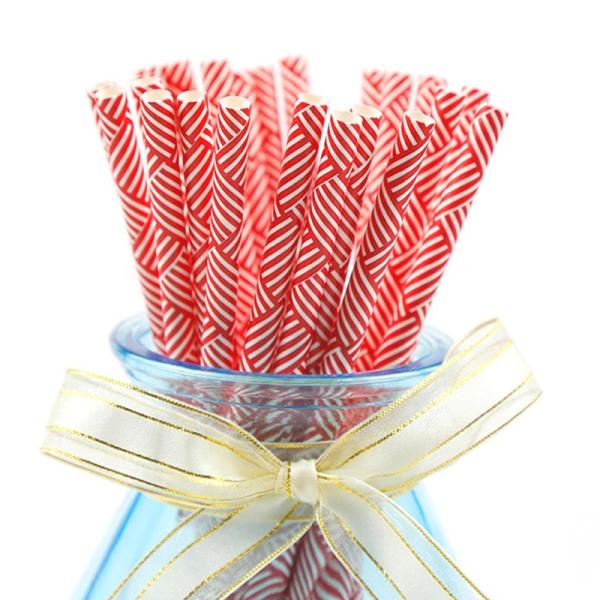 Customer Printed Paper Party Straws 0.25 Inches Diameter Durable Reyclable