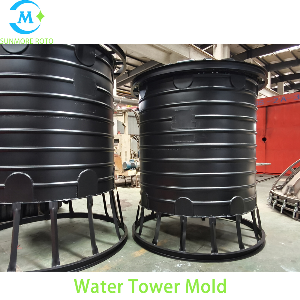 SUNMORE ROTO Custom Cast Steel Vertical Water Tower Rotomolding Mould, Hollow Plastic Water Storage Tank Mold With Lifting Frame