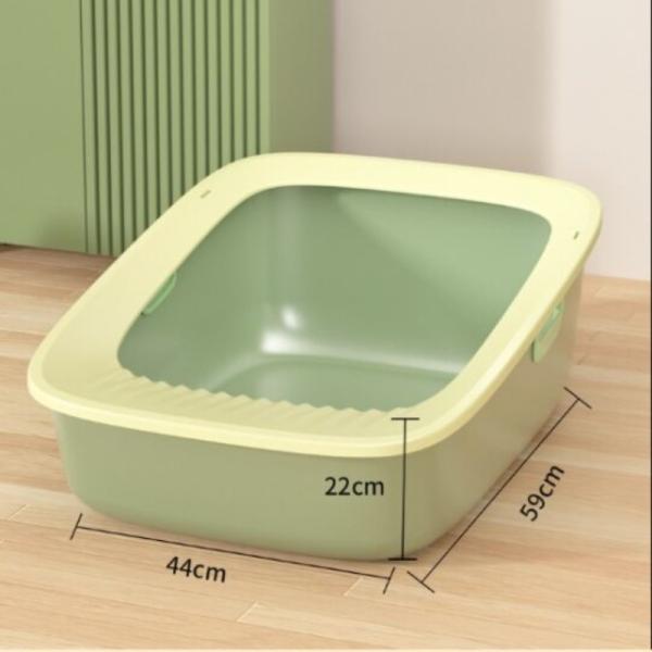 Litière pour chat rose semi-fermée verte 61 x 44 x 25 cm, bac à litière ouvert avec protection