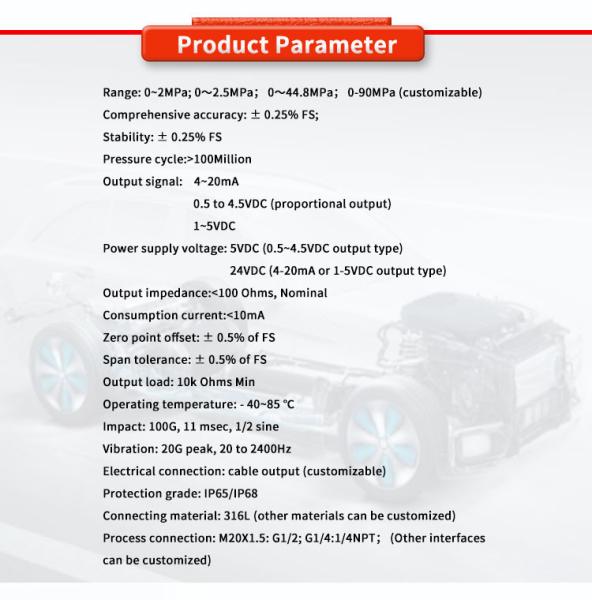 Hydrogen Pressure Transmitters UBST-20H2Y 4-20mA 1-5V 5VDC 24VDC Power Supply