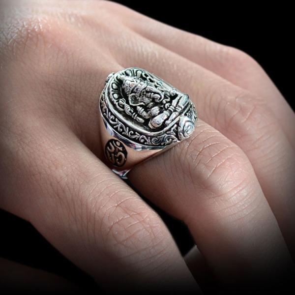 Men's Thailand Vintage Old Sterling Silver Ring Elephant Style (R121409)