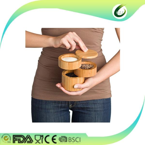 Natural Color Bamboo Salt And Pepper Mills , Wood Salt Shaker And Pepper Grinder Set