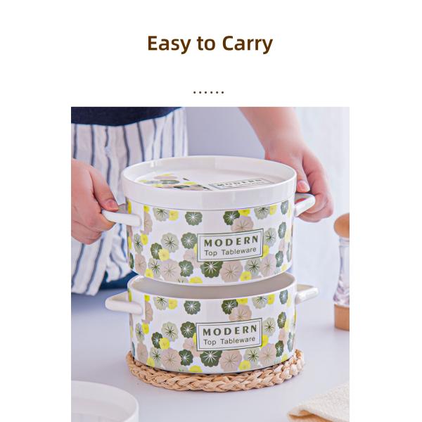 60 oz Ceramic Soup Noodle Ramen Pot With Lid Ideal for Parties Ceramic Type Porcelain