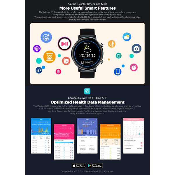 дозор IP68 техника андроида IOS Smartwatch 180mAh Zeblaze совместимый