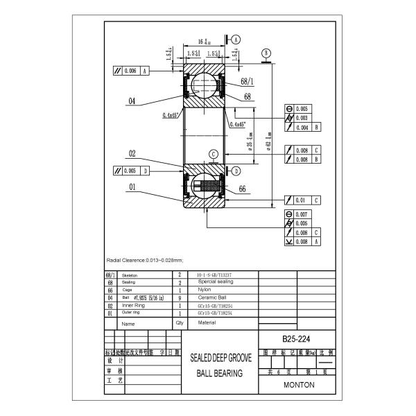 B25-224 Fanuc Servo Motor Bearings Sealed Ceramic Deep Groove Ball Bearings 25x62x16mm