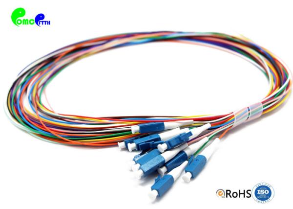 12 Fibers 12 Color LC UPC 9 / 125μm Fiber Optic Pigtail Set SM 900μm With LSZH Loose Buffer