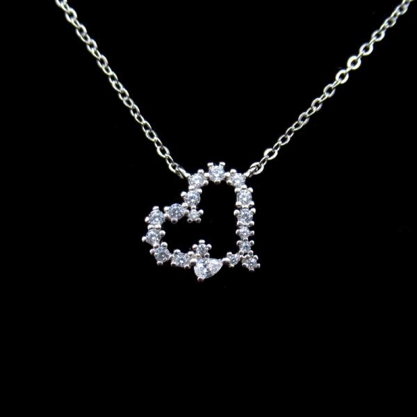 Embossed Logo 925 Sterling Silver Curb Chain / Single Pearl Necklace