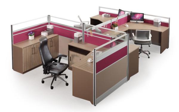 3 Seats Modular Workstation Desk With Aluminium Frame Glass / Office Cubicle Furniture