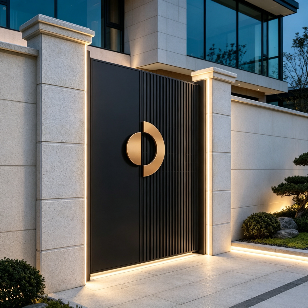 Modern Minimalist T6-T5 Aviation-grade Aluminum Alloy Courtyard Gate with Custom Size and Electric Control for Villa Gardens