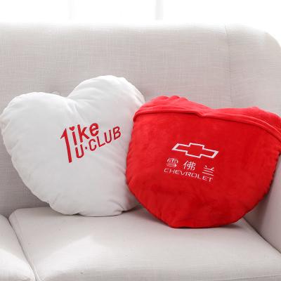 Heart Shape Personalized Flannel Blanket Embroidering 100X160cm 2 In 1 Pillow Blanket