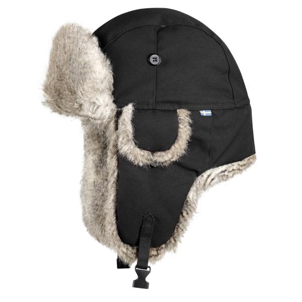 Woolrich Black Men Suede Aviator Cap Rabbit Fur Trim Cotton / Polyester Material