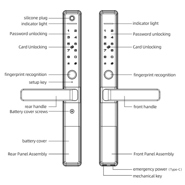 Double Sided Fingerprint Ip65 Waterproof TUYA Application Peephole Remote Door Lock Fingerprint Code Card Key Smart Door Locks