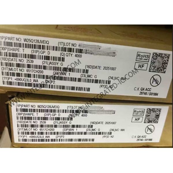 W25Q128JVEIQ 128Mbit Serial Flash Memory IC with 133MHz Clock Frequency in WSON8 Package