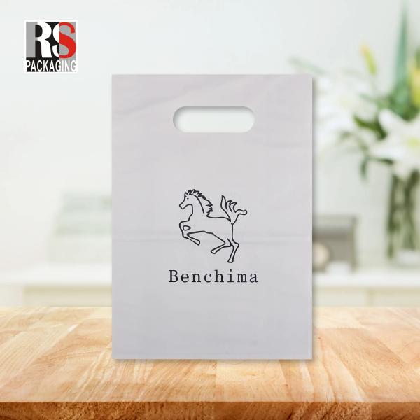 Custom Print LDPE HDPE Die Cut Handle Carry Poly Grocery Supermarket Merchandise Gift Plastic Packaging Shopping Bag With LOGO