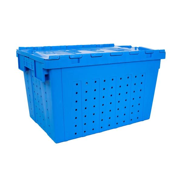 Customized Color Logistic Distribution Plastic Crate with Hinged Lid Acceptable OEM ODM