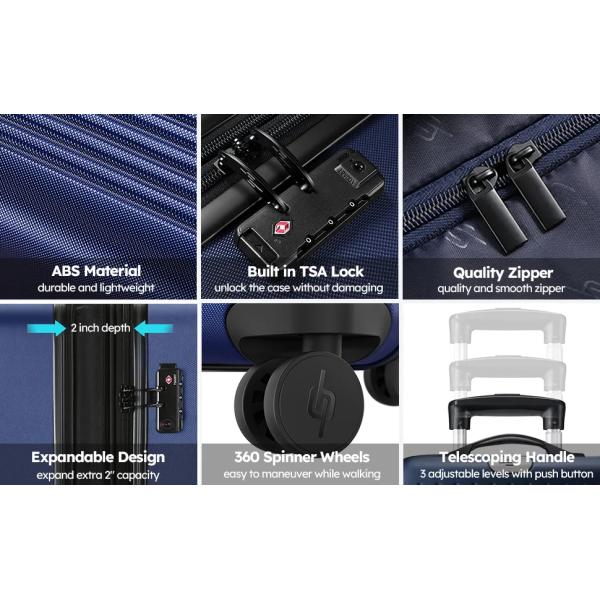 ПК набора багажа вагонетки перемещения 3pcs Unisex продолжает большую емкость