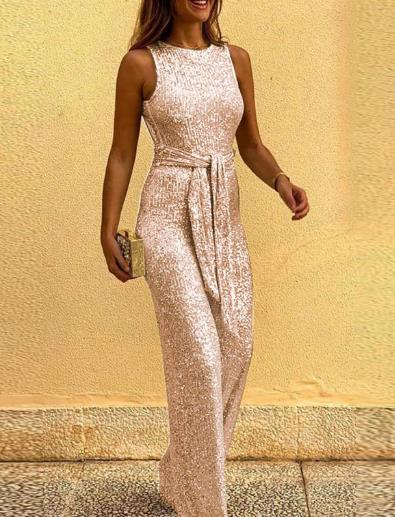 Изготовленная на заказ фабрика Китай одежды вокруг комбинезона шеи безрукавного Sequined Backless для женщин