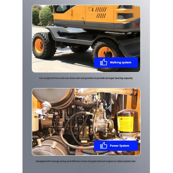 Peso de trabalho 8000KG Excavadora de rodas Trabalhos de pavimentação Trituração 0,3m3 Capacidade