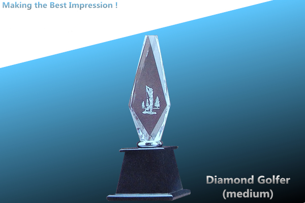crystal trophy/crystal awards/decoration crystal/crystal golfer award/golfer trophy