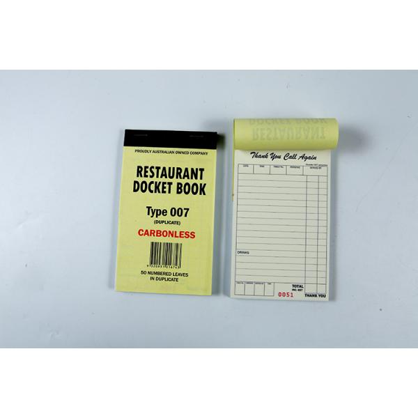 007 100-Page Yellow Cover Board Paper docket book with Two Parts White Bond Paper