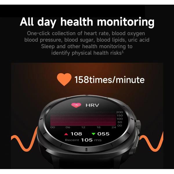 ET492 Blood Pressure Blood Oxygen Smart Watch With Emergency SOS
