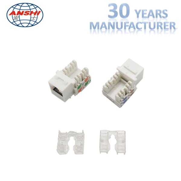 100% Pass Fluck Test ANSHI RJ45 CAT6 Keystone Jack 90 Degree UTP Connection With Dust Cover