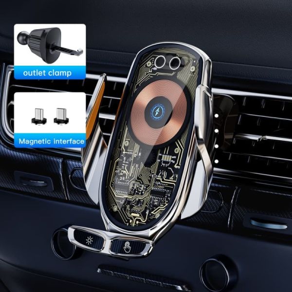 All In One Magnetic Car Phone Mounts Wireless With Type C Charging