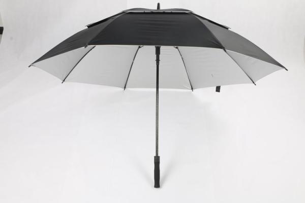 Custom Large Black Golf Umbrella , Wind Resistant Extra Long Golf Umbrella