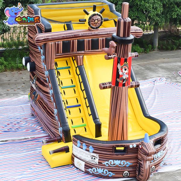 Outdoor Inflatable Pirate Ship Slide Inflatable Water Slide Castle Bouncy