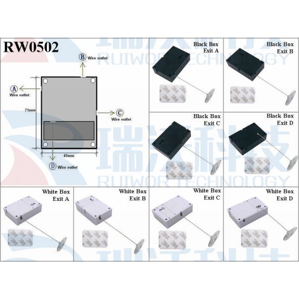 RW0502 Cuboid Anti Theft Pull Box With Dia 30mm Circular Adhesive ABS Plate For Store Security Product Position