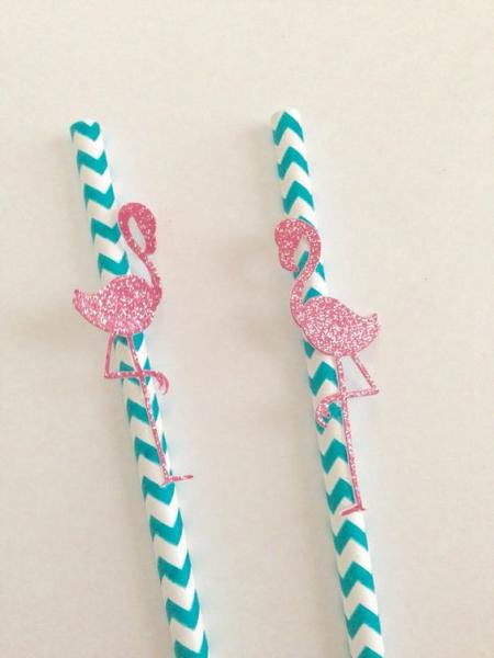 Custom Sticker Flamingo and Pineapple Pattern Paper Straws for Party Bar Accessories
