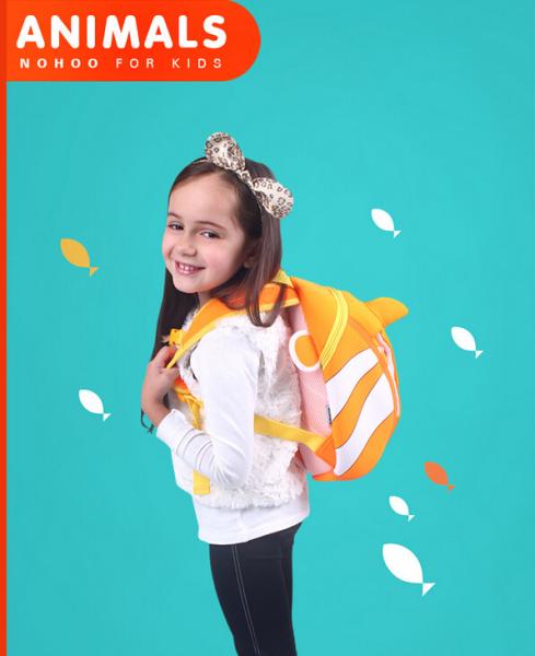 Girls Zipper School Backpack Bag ClownFish Shape , Kids School Backpack