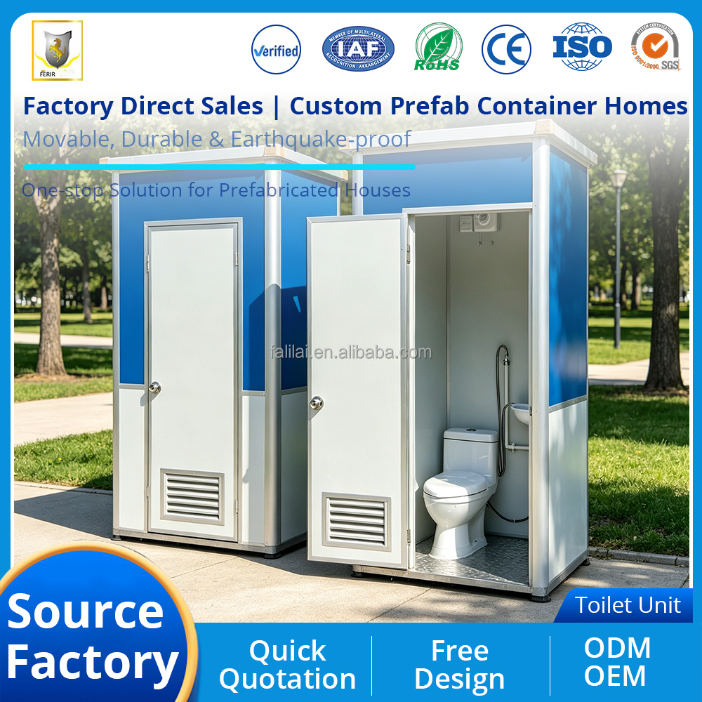 Low Price Mobile Single or Double Toliet Customized Tiny Home Portable Bathroom Cheap Public Portable Toilet