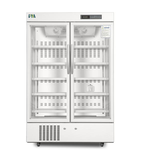 656L Ergonomic Double Glass Door Biomedical Pharmacy Vaccine Refrigerator Fridge For Hospital Equipment